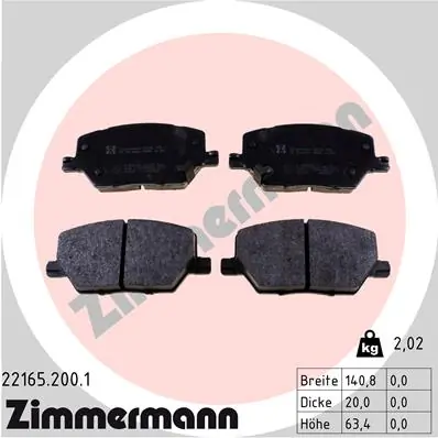 Piduriklotsi komplekt, ketaspidur ZIMMERMANN 22165.200.1