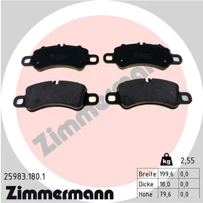 Piduriklotsi komplekt, ketaspidur ZIMMERMANN 25983.180.1