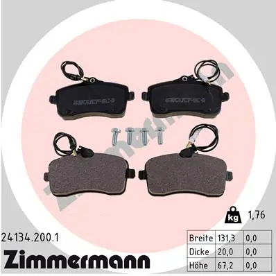Piduriklotsi komplekt, ketaspidur ZIMMERMANN 24134.200.1