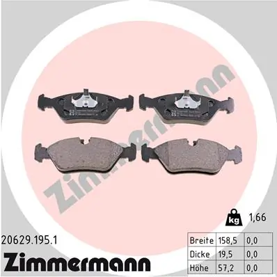 Piduriklotsi komplekt, ketaspidur ZIMMERMANN 20629.195.1