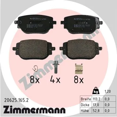 Piduriklotsi komplekt, ketaspidur ZIMMERMANN 20625.165.2