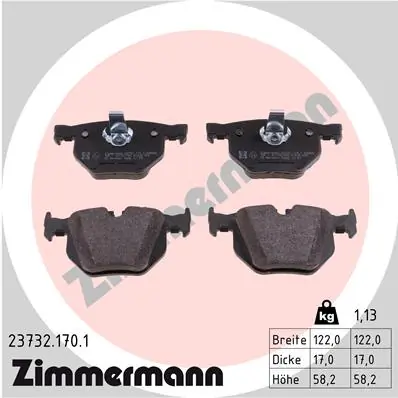 Piduriklotsi komplekt, ketaspidur ZIMMERMANN 23732.170.1