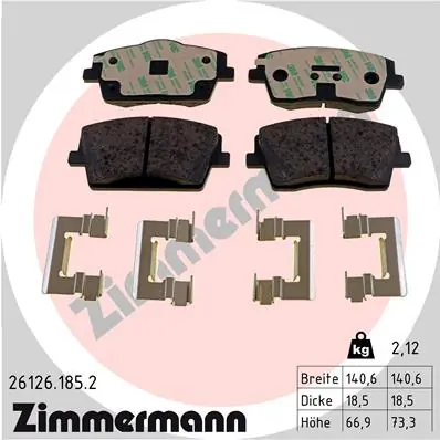 Piduriklotsi komplekt, ketaspidur ZIMMERMANN 26126.185.2