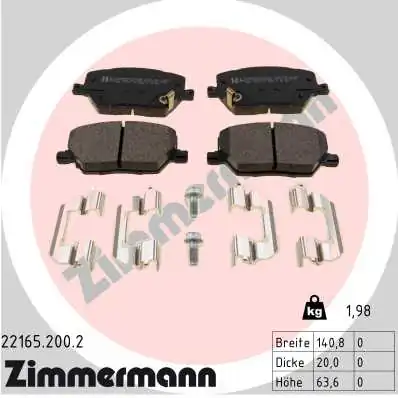 Piduriklotsi komplekt, ketaspidur ZIMMERMANN 22165.200.2
