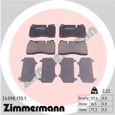 Piduriklotsi komplekt, ketaspidur ZIMMERMANN 24098.170.1