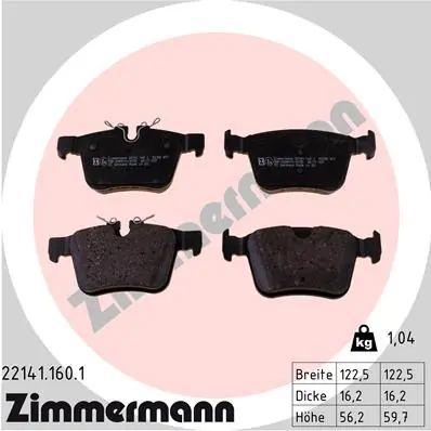 Piduriklotsi komplekt, ketaspidur ZIMMERMANN 22141.160.1