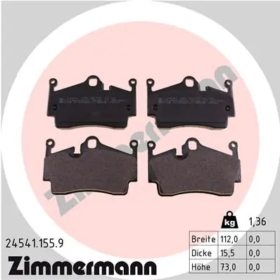 Piduriklotsi komplekt, ketaspidur ZIMMERMANN 24541.155.9