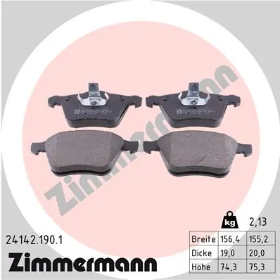 Piduriklotsi komplekt, ketaspidur ZIMMERMANN 24142.190.1