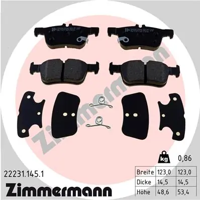 Piduriklotsi komplekt, ketaspidur ZIMMERMANN 22231.145.1