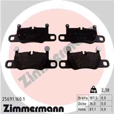 Piduriklotsi komplekt, ketaspidur ZIMMERMANN 25691.160.1