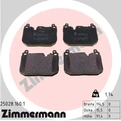 Piduriklotsi komplekt, ketaspidur ZIMMERMANN 25028.160.1
