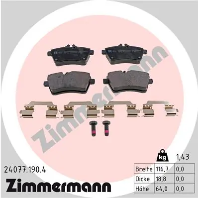 Piduriklotsi komplekt, ketaspidur ZIMMERMANN 24077.190.4