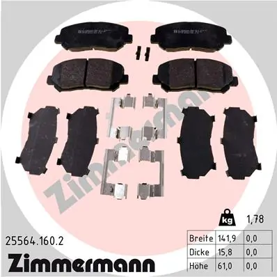 Piduriklotsi komplekt, ketaspidur ZIMMERMANN 25564.160.2