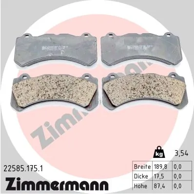 Piduriklotsi komplekt, ketaspidur ZIMMERMANN 22585.175.1