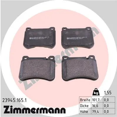 Piduriklotsi komplekt, ketaspidur ZIMMERMANN 23945.165.1