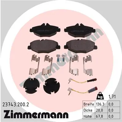 Piduriklotsi komplekt, ketaspidur ZIMMERMANN 23743.200.2
