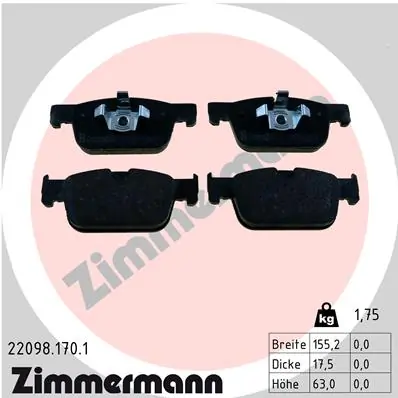 Piduriklotsi komplekt, ketaspidur ZIMMERMANN 22098.170.1