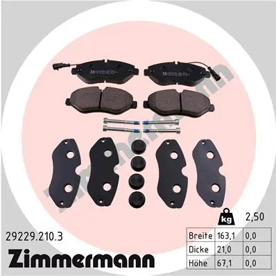 Piduriklotsi komplekt, ketaspidur ZIMMERMANN 29229.210.3