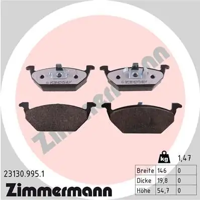 Piduriklotsi komplekt, ketaspidur ZIMMERMANN 23130.995.1