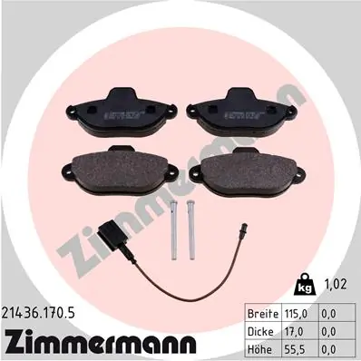 Piduriklotsi komplekt, ketaspidur ZIMMERMANN 21436.170.5