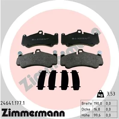 Piduriklotsi komplekt, ketaspidur ZIMMERMANN 24641.177.1