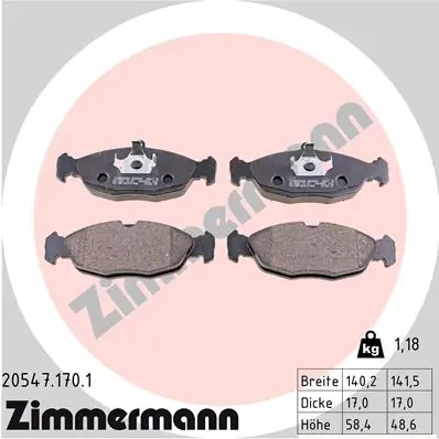 Piduriklotsi komplekt, ketaspidur ZIMMERMANN 20547.170.1
