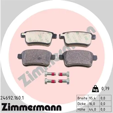 Piduriklotsi komplekt, ketaspidur ZIMMERMANN 24692.160.1