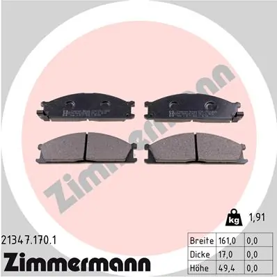 Piduriklotsi komplekt, ketaspidur ZIMMERMANN 21347.170.1