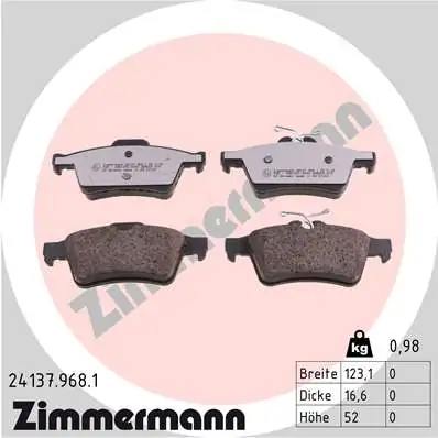Piduriklotsi komplekt, ketaspidur ZIMMERMANN 24137.968.1