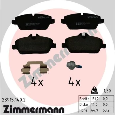 Piduriklotsi komplekt, ketaspidur ZIMMERMANN 23915.140.2