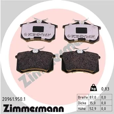 Piduriklotsi komplekt, ketaspidur ZIMMERMANN 20961.950.1