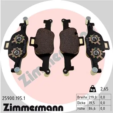 Piduriklotsi komplekt, ketaspidur ZIMMERMANN 25900.195.1