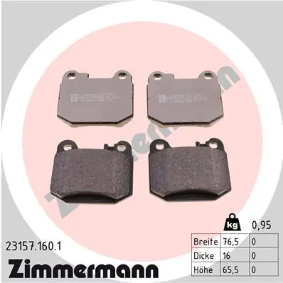Piduriklotsi komplekt, ketaspidur ZIMMERMANN 23157.160.1