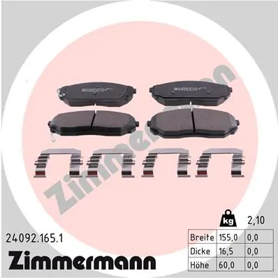 Piduriklotsi komplekt, ketaspidur ZIMMERMANN 24092.165.1