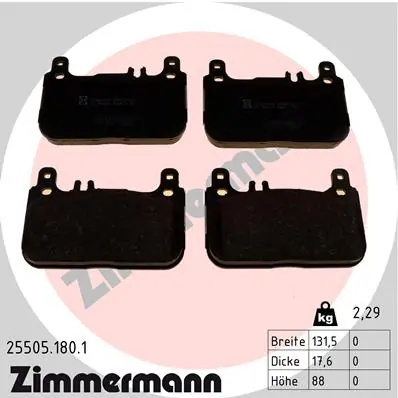 Piduriklotsi komplekt, ketaspidur ZIMMERMANN 25505.180.1