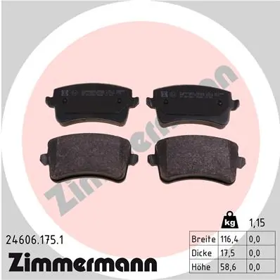 Piduriklotsi komplekt, ketaspidur ZIMMERMANN 24606.175.1