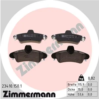 Piduriklotsi komplekt, ketaspidur ZIMMERMANN 23410.150.1