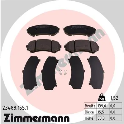 Piduriklotsi komplekt, ketaspidur ZIMMERMANN 23488.155.1