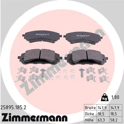 Piduriklotsi komplekt, ketaspidur ZIMMERMANN 25895.185.2