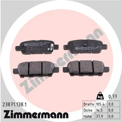 Piduriklotsi komplekt, ketaspidur ZIMMERMANN 23871.138.1