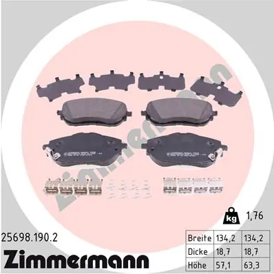 Piduriklotsi komplekt, ketaspidur ZIMMERMANN 25698.190.2