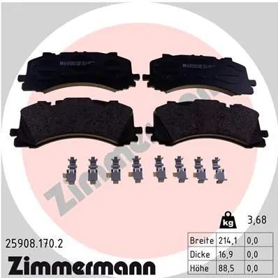 Piduriklotsi komplekt, ketaspidur ZIMMERMANN 25908.170.2