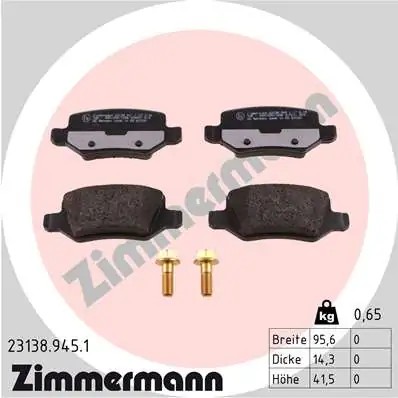 Piduriklotsi komplekt, ketaspidur ZIMMERMANN 23138.945.1