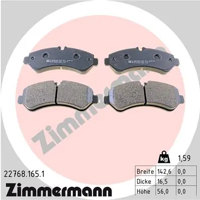 Piduriklotsi komplekt, ketaspidur ZIMMERMANN 22768.165.1