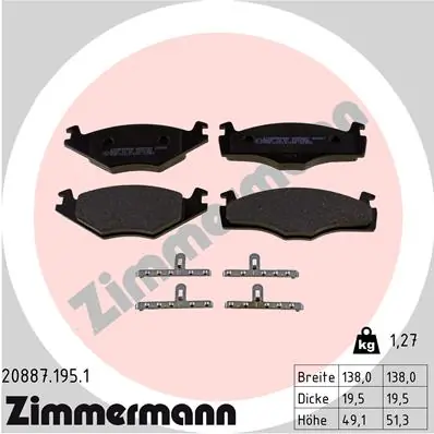 Piduriklotsi komplekt, ketaspidur ZIMMERMANN 20887.195.1