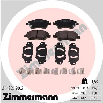 Piduriklotsi komplekt, ketaspidur ZIMMERMANN 24122.190.2
