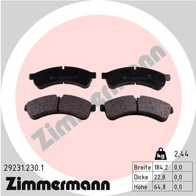 Piduriklotsi komplekt, ketaspidur ZIMMERMANN 29231.230.1