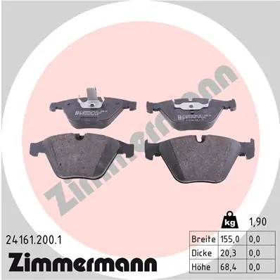 Piduriklotsi komplekt, ketaspidur ZIMMERMANN 24161.200.1
