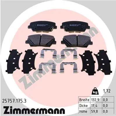 Piduriklotsi komplekt, ketaspidur ZIMMERMANN 25757.175.3