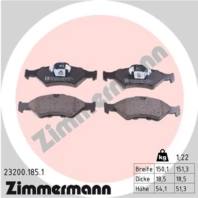 Piduriklotsi komplekt, ketaspidur ZIMMERMANN 23200.185.1